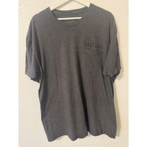 Salt Life‎ Graphic T-Shirt Fishing Life in the Cast Lane Pocket Gray XL